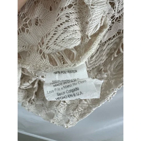 Emma Rose Medium Boho Lace Tan Brown Ruflle Bell Sleeve Top Pullover - Picture 6 of 9